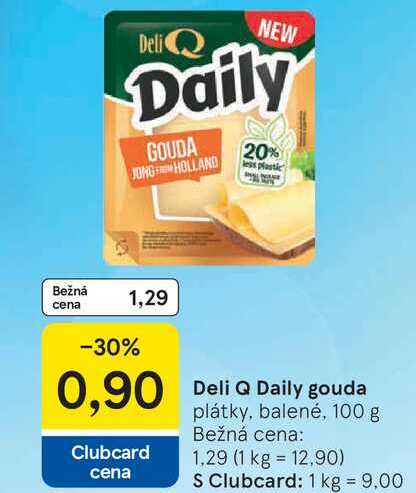 Deli Q Daily gouda plátky, balené, 100 g 
