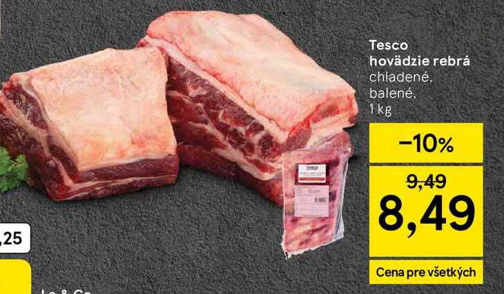 Tesco hovädzie rebrá chladené balené, 1 kg 