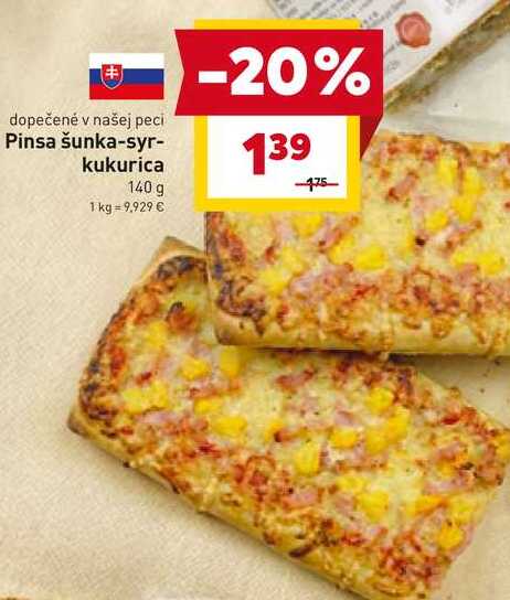 Pinsa šunka-syr- kukurica 140 g