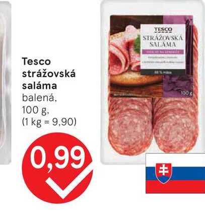 Tesco strážovská saláma balená, 100 g