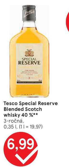 Tesco Special Reserve Blended Scotch whisky 40 % 3-ročná, 0.35 L