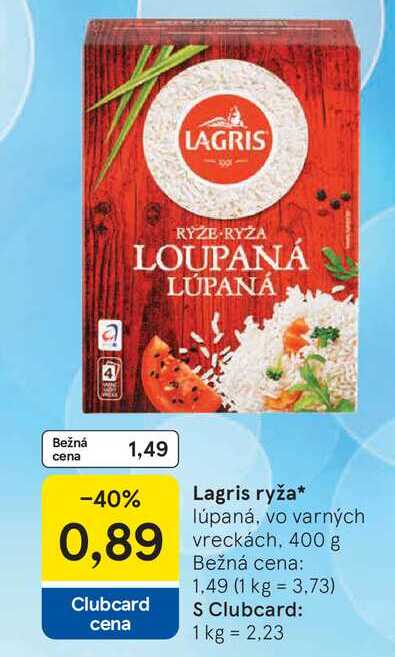 Lagris ryža lúpaná, vo varných vreckách, 400 g 