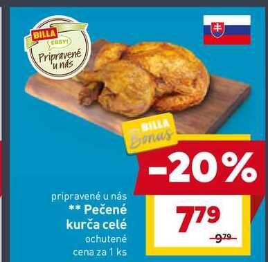 Pečené kurča celé ochutené cena za 1 ks 