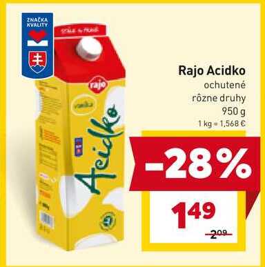Rajo Acidko ochutené rôzne druhy 950 g 