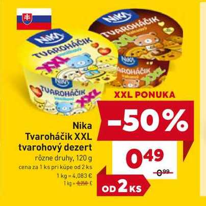 Nika Tvaroháčik XXL tvarohový dezert rôzne druhy, 120 g
