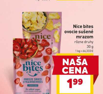 Nice bites ovocie sušené mrazom rôzne druhy 30 g