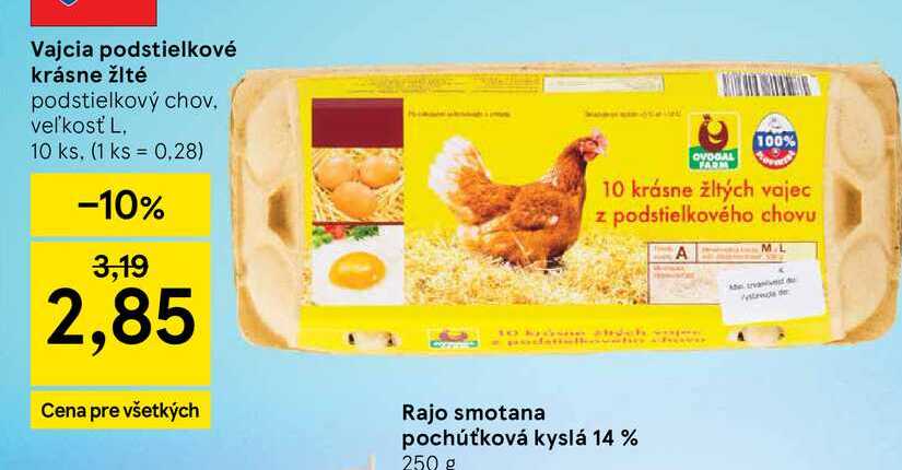 Vajcia podstielkové krásne žlté podstielkový chov veľkosť L, 10 ks