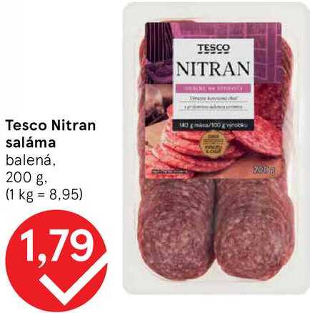 Tesco Nitran saláma balená, 200 g