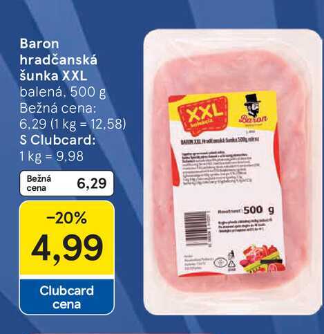 Baron hradčanská šunka XXL balená, 500 g 