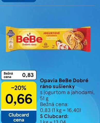 BeBe Dobré ráno sušienky s jogurtom a jahodami, 51g