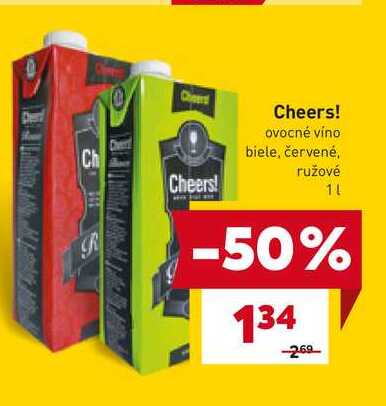 Cheers! ovocné víno biele, červené, ružové 1l