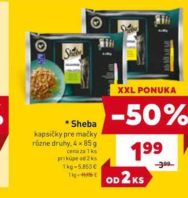 Sheba kapsičky pre mačky rôzne druhy, 4 x 85 g