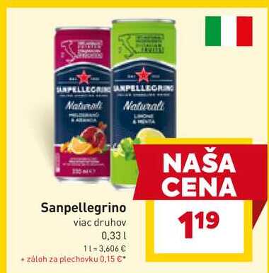 Sanpellegrino viac druhov 0,33l