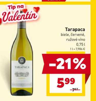 Tarapaca biele, červené, ružové víno 0,75l