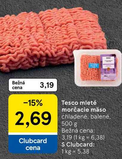 Tesco mleté morčacie mäso chladené, balené 500 g 