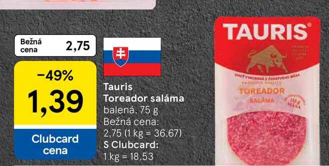 Tauris Toreador saláma balená, 75 g