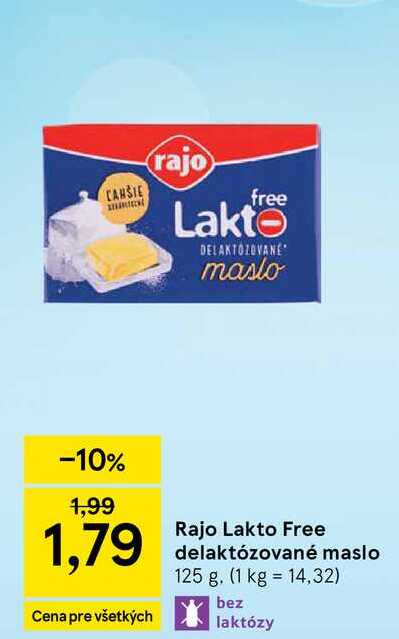 Rajo Lakto Free delaktózované maslo 125 g