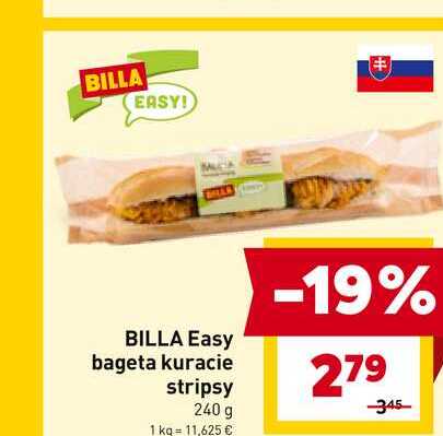 BILLA Easy bageta kuracie stripsy 240 g