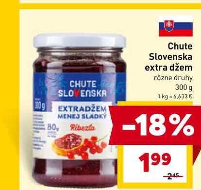 Chute Slovenska extra džem rôzne druhy 300 g