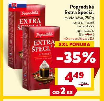 Popradská Extra Špeciál mletá káva, 250 g