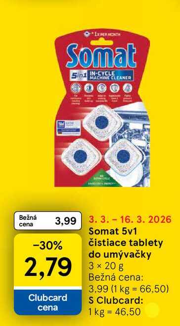 Somat 5v1 čistiace tablety do umývačky 3 x 20 g