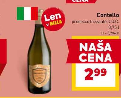 Contello prosecco frizzante D.O.C. 0,75 L