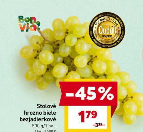 Stolové hrozno biele bezjadierkové 500 g/1 bal.
