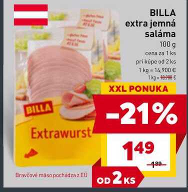 BILLA extra jemná saláma 100 g