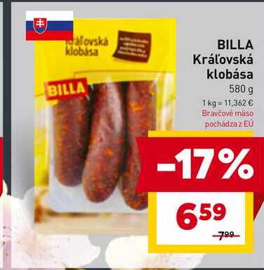 BILLA Kráľovská klobása 580 g 