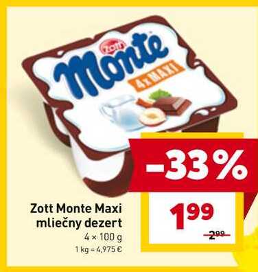 Monte Maxi mliečny dezert 4 x 100 g 