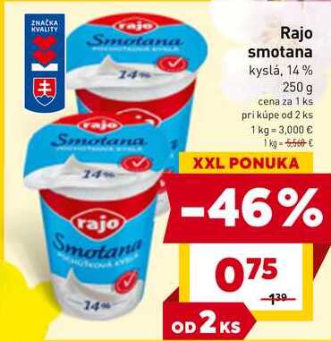 Rajo smotana kyslá, 14% 250 g 