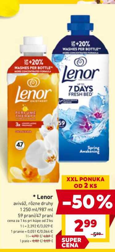 Lenor aviváž, rôzne druhy 1 250 ml 59 praní