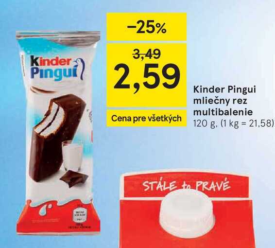 Kinder Pingui mliečny rez multibalenie 4x30g 120g