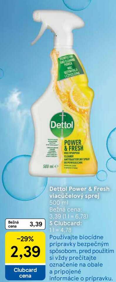 Dettol Power & Fresh viacúčelový sprej 500 ml