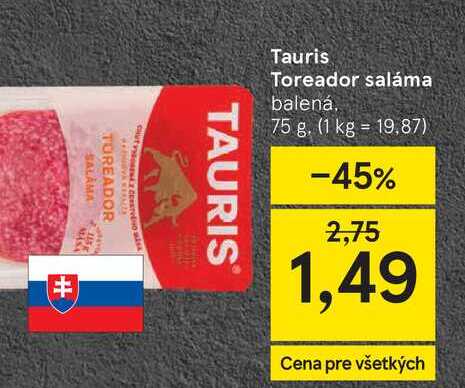 Tauris Toreador saláma balená 75 g