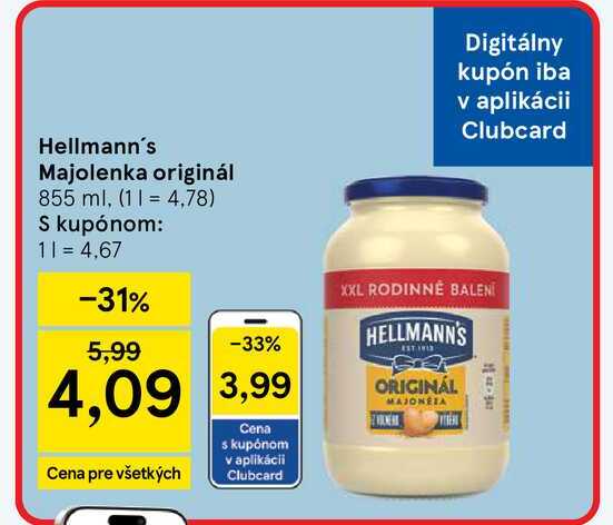 Hellmann's Majolenka originál 855 ml