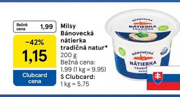 Milsy Bánovecká nátierka tradičná natur 200 g 