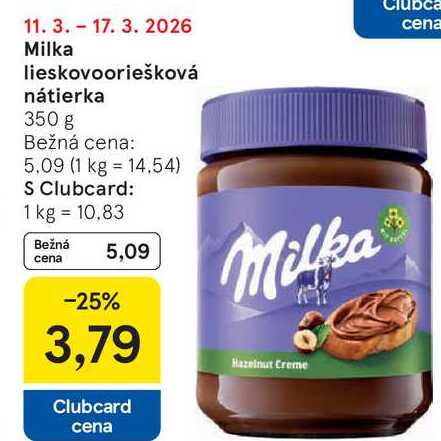 Milka lieskovooriešková nátierka 350 g 
