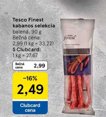 Tesco Finest kabanos selekcia balená 90 g