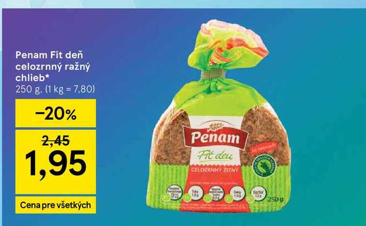 Penam Fit deň celozrnný ražný chlieb 250 g 