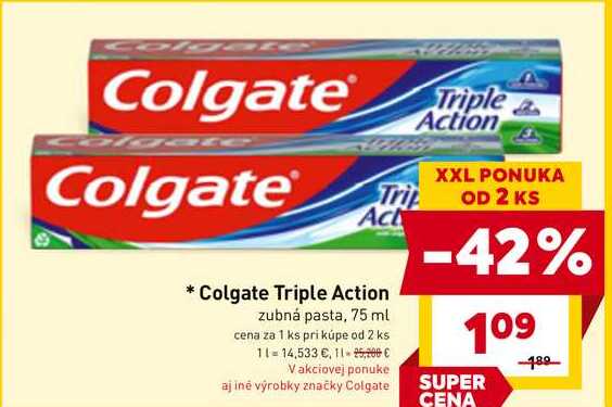 Colgate Triple Action zubná pasta, 75 ml