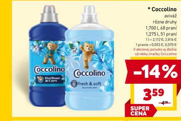 Coccolino aviváž rôzne druhy 1,700 l,68 praní 