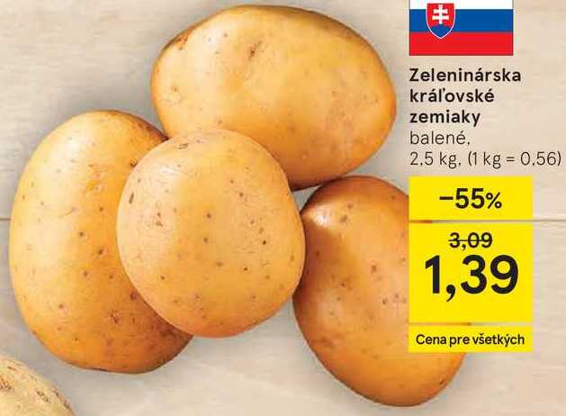Zeleninárska kráľovské zemiaky balené, 2,5 kg