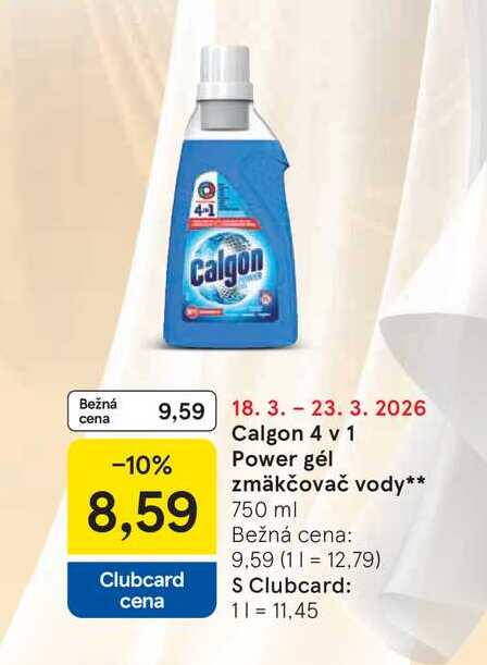 Calgon 4 v 1 Power gél zmäkčovač vody 750 ml 