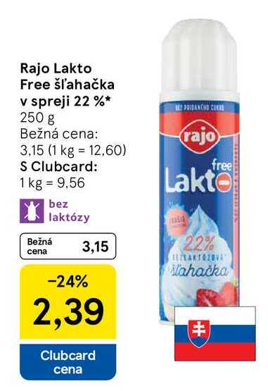 Rajo Lakto Free šľahačka v spreji 22 % 250 g 