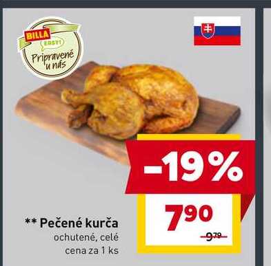 Pečené kurča ochutené, celé cena za 1 ks 