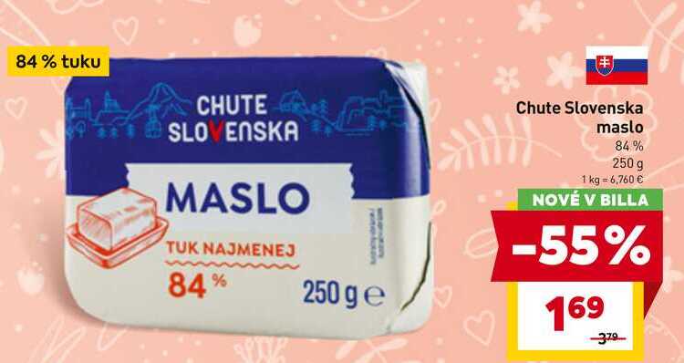 Chute Slovenska maslo 84% 250 g v akcii