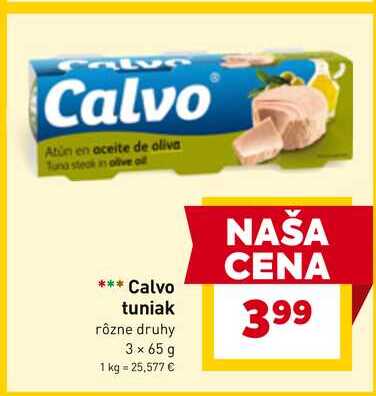 Calvo tuniak rôzne druhy 3 x 65 g 