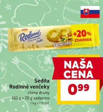 Sedita Rodinné venčeky rôzne druhy 100 g + 20 g zadarmo 