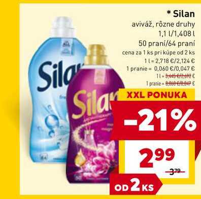 Silan aviváž, rôzne druhy 1,1 l 50 praní